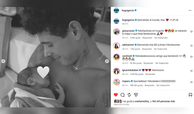 Hugo García abraza en su pecho a su primer hijo, fruto de su relación con Isabella Ladera Hugo García abraza en su pecho a su primer hijo, fruto de su relación con Isabella Ladera