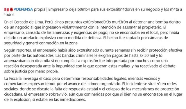 Descripción asociada a las imágenes. Foto: Facebook
