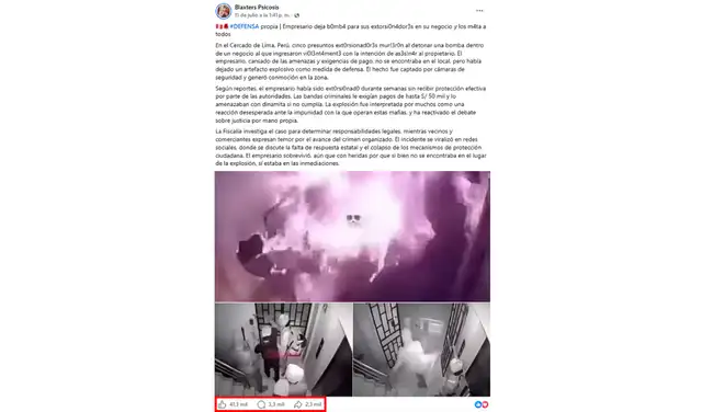 Publicación con más alcance en redes sociales. Foto: Facebook