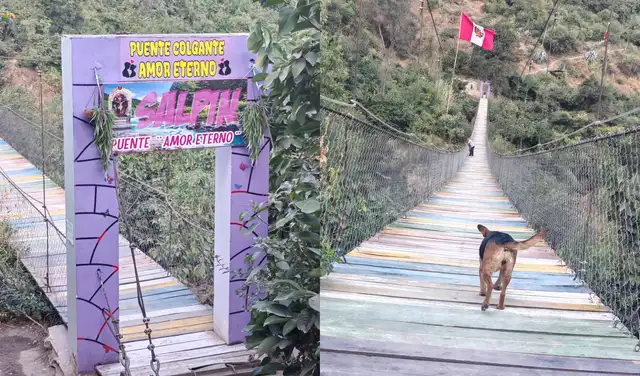 El puente colgante ‘Amor eterno’ es uno de los más largos de San Mateo de Otao. Fotos: Sandy Carrión/La República