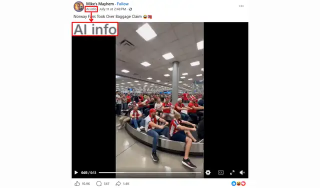 El mismo autor catalogó el video como generado con IA. Foto: Facebook El mismo autor catalogó el video como generado con IA. Foto: Facebook