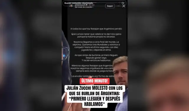 Julián Zucchi expresó su molestia en redes sociales. Julián Zucchi expresó su molestia en redes sociales.