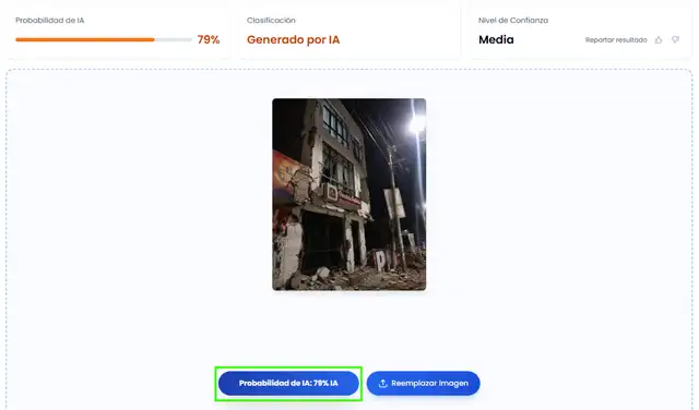 Análisis de la imagen con TruthScan. Foto: TruthScan Análisis de la imagen con TruthScan. Foto: TruthScan