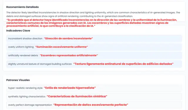 Análisis de la imagen con TruthScan. Foto: TruthScan | Traducción al español: LR Análisis de la imagen con TruthScan. Foto: TruthScan | Traducción al español: LR