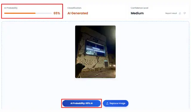 Análisis de la imagen con TruthScan. Foto: TruthScan Análisis de la imagen con TruthScan. Foto: TruthScan