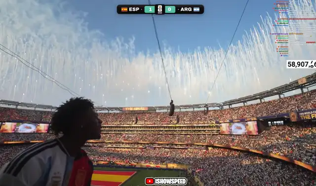 El stream de IShowSpeed confirma que los fuegos artificiales eran blancos. Foto: Youtube El stream de IShowSpeed confirma que los fuegos artificiales eran blancos. Foto: Youtube