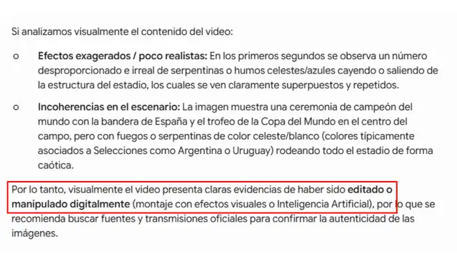 Análisis de la imagen viralizada con SynthID. Foto: SynthID Análisis de la imagen viralizada con SynthID. Foto: SynthID