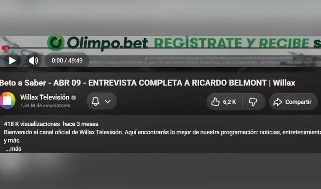 Fuente: Captura de pantalla del canal de Willax Televisión en YouTube