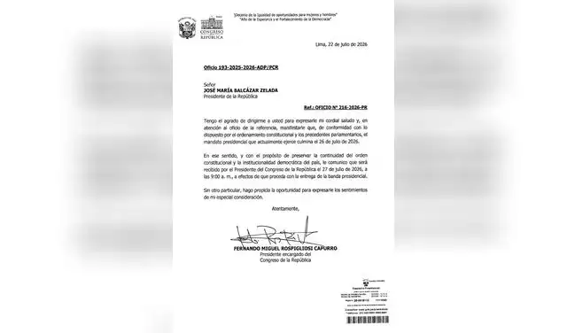 Balcázar estará hasta el 26 de julio en Palacio de Gobierno