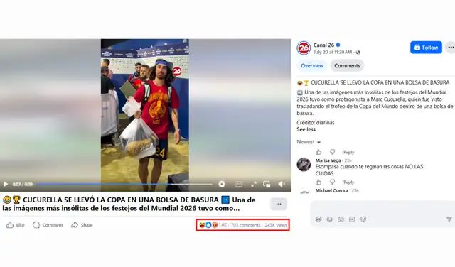 Uno de los posts con más alcance en redes sociales. Foto: Facebook