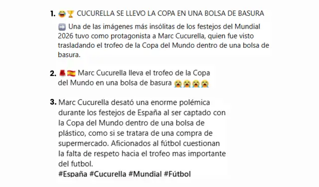 Algunas descripciones asociadas al video. Foto: Facebook