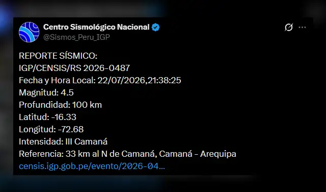 Sismo en Arequipa. Foto: IGP