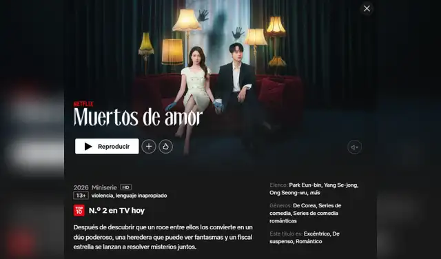 La serie coreana 'Muertos de amor' tendrá 12 capítulos. Foto: Netflix