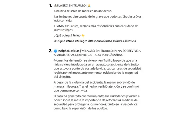 Descripciones atribuidas al video. Foto: Facebook