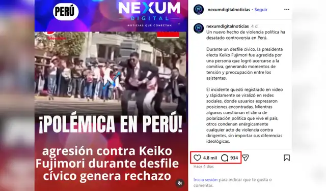 Publicación con más alcance en redes sociales. Foto: Instagram Publicación con más alcance en redes sociales. Foto: Instagram