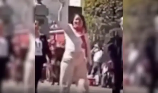 La mujer de las imágenes lleva una banda en el torso. Foto: Facebook La mujer de las imágenes lleva una banda en el torso. Foto: Facebook