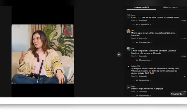Kyara Villanella Fujimori hablando sobre Ricardo Mendoza. Foto: TikTok.  