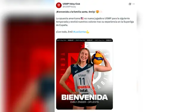 Emily Zinger solo jugó por Regatas en la Liga Peruana de Vóley. Foto: USMP  