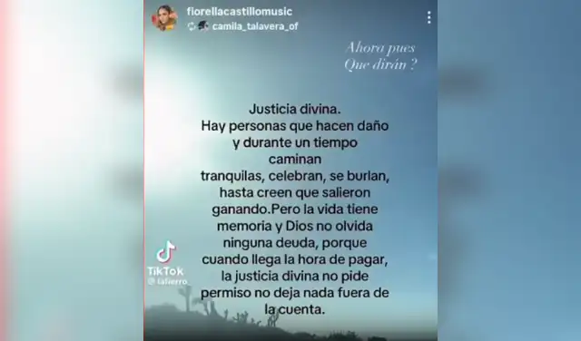 Fiorella Castillo y su fuerte mensaje tras denuncia de Naldy Saldaña contra director musical de La Bella Luz Fiorella Castillo y su fuerte mensaje tras denuncia de Naldy Saldaña contra director musical de La Bella Luz