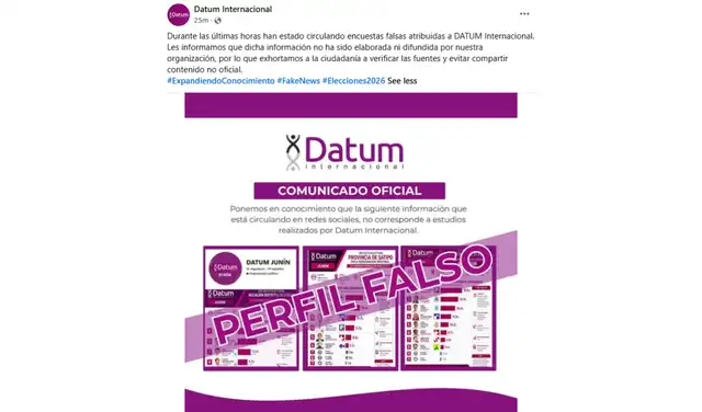 Comunicado oficial de Datum. Foto: Facebook