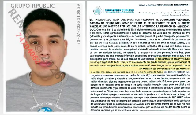 Declaración. En su manifestación ante el Ministerio Público, el suboficial PNP Rogger Tadeo Rosales afirmó que la pistola Glock empleada en el asesinato de Gastón Medina le fue robada mientras viajaba en un bus de transporte público.