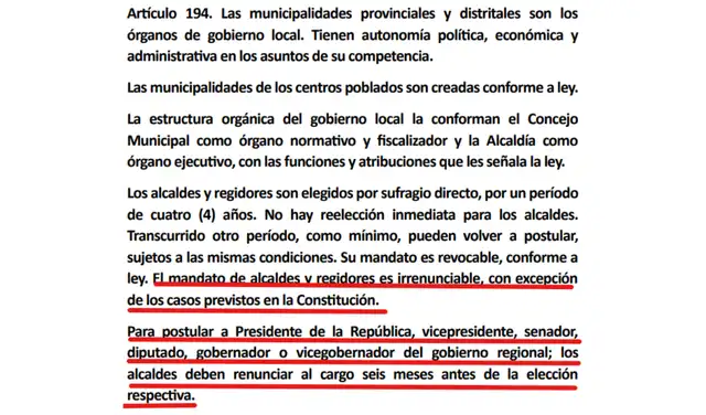 Artículo 194 de la Constitución Artículo 194 de la Constitución