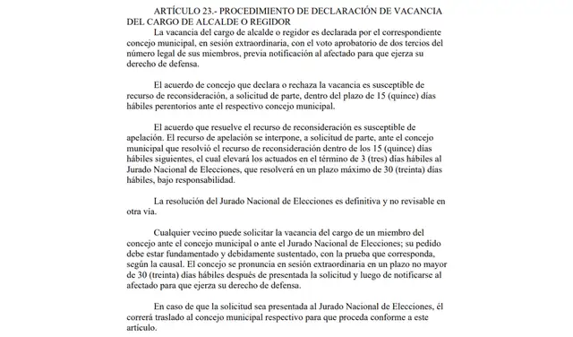 Artículo 23 de la Ley Orgánica de Municipalidades Artículo 23 de la Ley Orgánica de Municipalidades