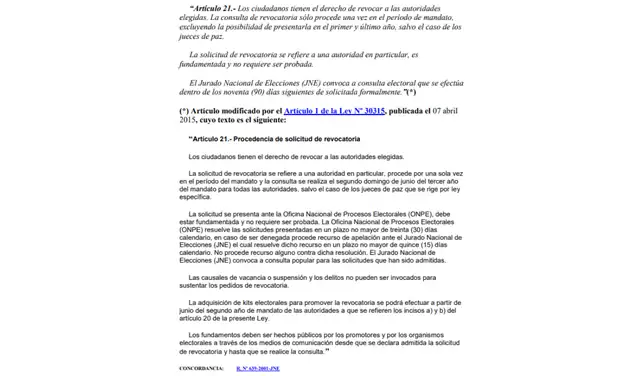 Artículo 21 de la Ley de los Derechos de Participación y Control Ciudadanos Artículo 21 de la Ley de los Derechos de Participación y Control Ciudadanos