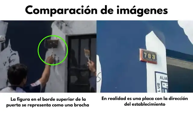 La placa con la dirección del inmueble parece haber sido transformada en una brocha. Foto: Facebook / Instagram | Composición: LR La placa con la dirección del inmueble parece haber sido transformada en una brocha. Foto: Facebook / Instagram | Composición: LR