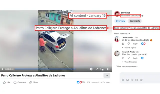 Video original se publicó en enero de 2026. El propio autor lo catalogó como generado por IA. Foto: Facebook