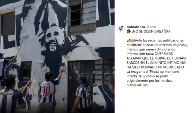 Página vinculada a Alianza Lima que denunció que la imagen era falsa. Foto: Instagram Página vinculada a Alianza Lima que denunció que la imagen era falsa. Foto: Instagram