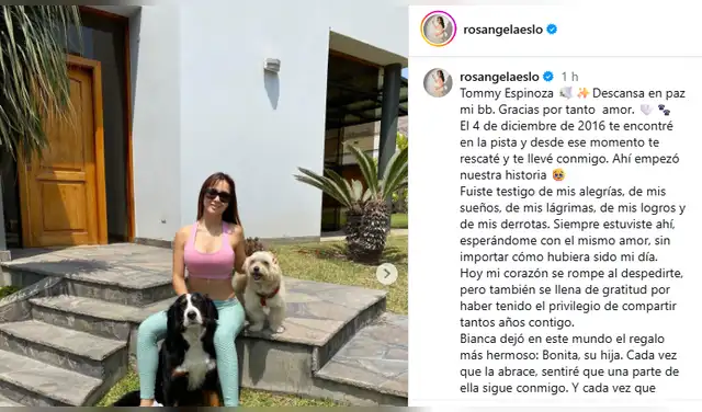 Rosángela Espinoza compartió triste noticia en sus redes sociales el 6 de agosto. Rosángela Espinoza compartió triste noticia en sus redes sociales el 6 de agosto.