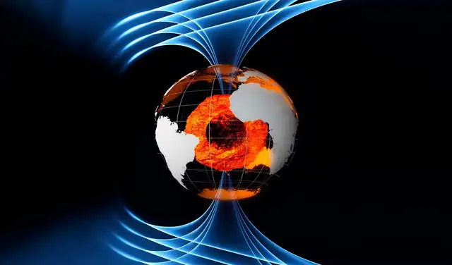 Se cree que el campo magnético terrestre se genera en gran medida por un océano de hierro líquido sobrecalentado y en constante movimiento que conforma el núcleo externo de la Tierra, a 3.000 km de profundidad. Foto: ESA/AOES Medialab Se cree que el campo magnético terrestre se genera en gran medida por un océano de hierro líquido sobrecalentado y en constante movimiento que conforma el núcleo externo de la Tierra, a 3.000 km de profundidad. Foto: ESA/AOES Medialab