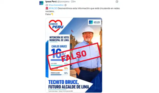 Ipsos desmintió una de las encuestas vía redes sociales. Foto: Ipsos Ipsos desmintió una de las encuestas vía redes sociales. Foto: Ipsos
