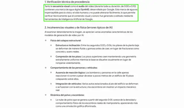 Análisis del viral con SynthID. Foto: SynthID