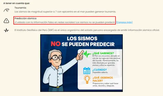 Los sismos no se pueden predecir (1). Fuente: IGP | Composición: LR