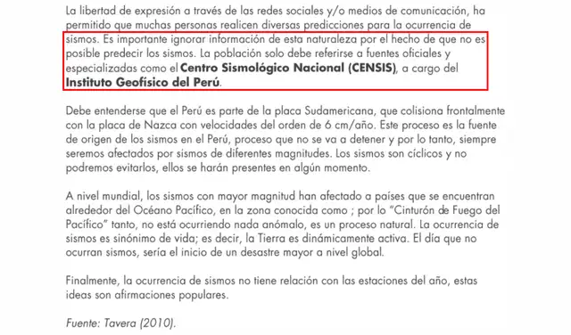 Los sismos no se pueden predecir (2). Fuente: IGP