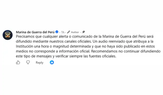 Marina de Guerra del Perú a través de Facebook (1). Fuente: Marina de Guerra del Perú