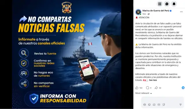 Marina de Guerra del Perú a través de Facebook (2). Fuente: Marina de Guerra del Perú