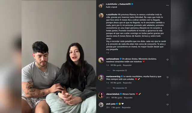 Nathalie Stuhlhofer y Rodri ‘Bambi’ anunciaron el fallecimiento de su bebé. Foto: Instagram. Nathalie Stuhlhofer y Rodri ‘Bambi’ anunciaron el fallecimiento de su bebé. Foto: Instagram.
