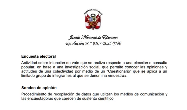 Artículo 7 del Reglamento sobre Encuestas Electorales durante los Procesos Electorales. Foto: JNE Artículo 7 del Reglamento sobre Encuestas Electorales durante los Procesos Electorales. Foto: JNE