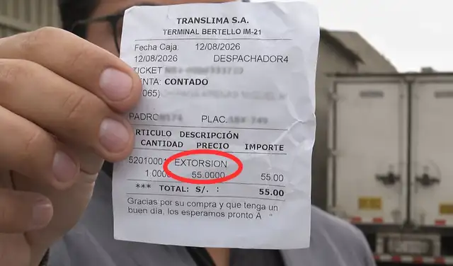Ticket de depósito en el que transportistas depositaban el dinero por extorsión.