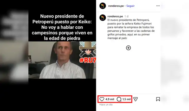 Publicación con más interacciones. Foto: Instagram
