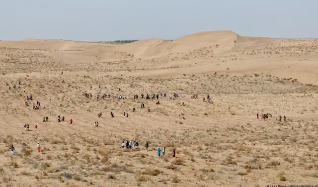 Voluntarios chinos plantan árboles contra la desertificación. Foto: Xinhua Voluntarios chinos plantan árboles contra la desertificación. Foto: Xinhua