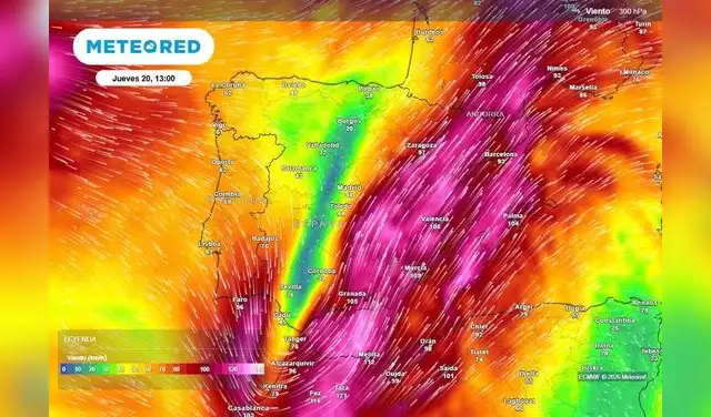 Una vaguada absorberá la dana en las primeras horas del jueves. En su borde delantero se desarrollarán las tormentas más intensas. Foto: Meteored