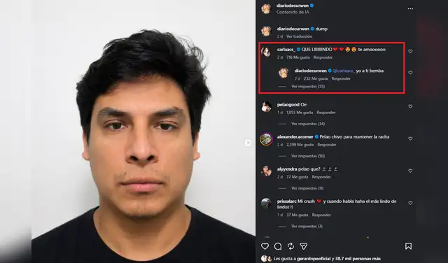 Mensaje de amor de Carla Campos Salazar a Curwen antes de emitirse su ampay. Foto: Instagram.  