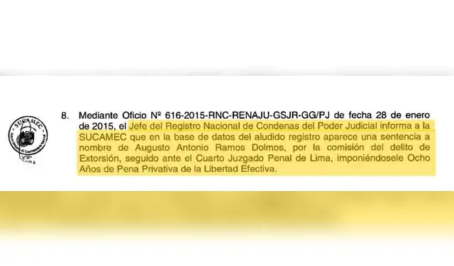 Sucamec le negó a "Cholo Dolmos" licencia para portar armas debido a su condena por extorsión. Foto: Sucamec Sucamec le negó a "Cholo Dolmos" licencia para portar armas debido a su condena por extorsión. Foto: Sucamec
