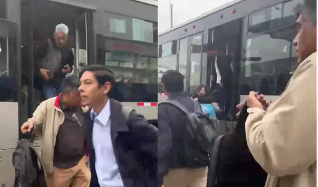 Los pasajeros tuvieron que bajar de la unidad varada y caminar hacia una estación cercana para abordar otro bus, mientras esperaban una solución.