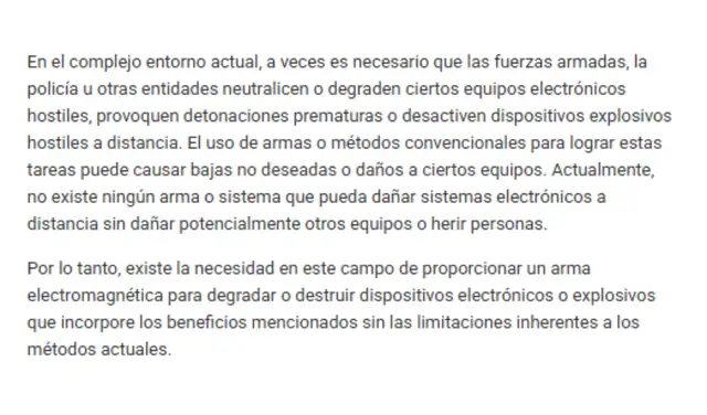 Descripción de la patente traducida al español. Foto: Google Patentes Descripción de la patente traducida al español. Foto: Google Patentes