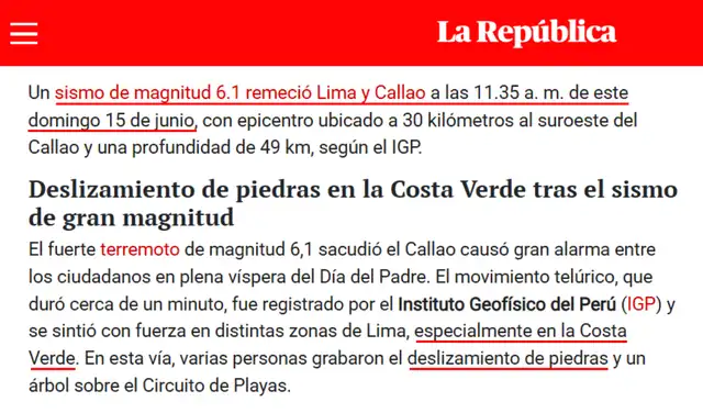 Nota de La República, 16 de junio de 2025 (2). Foto: La República